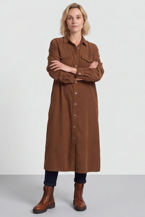 Dezi Needlecord Shirt Dress Nutmeg – image 5 of 6