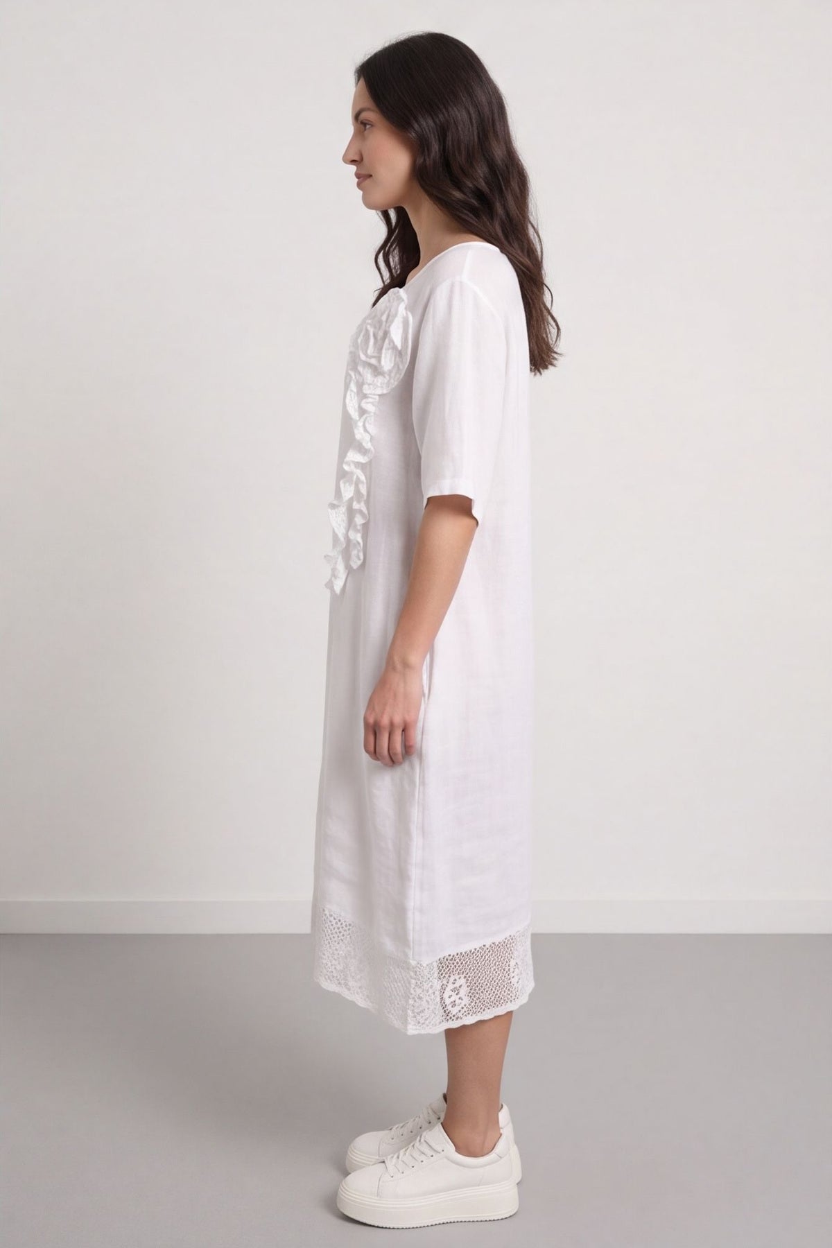 Lennon Rosette Linen Dress White – image 5 of 6