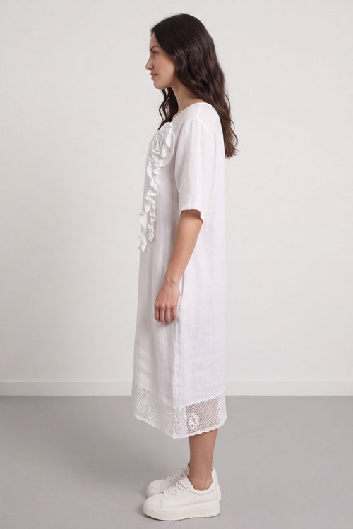 Lennon Rosette Linen Dress White – image 5 of 6