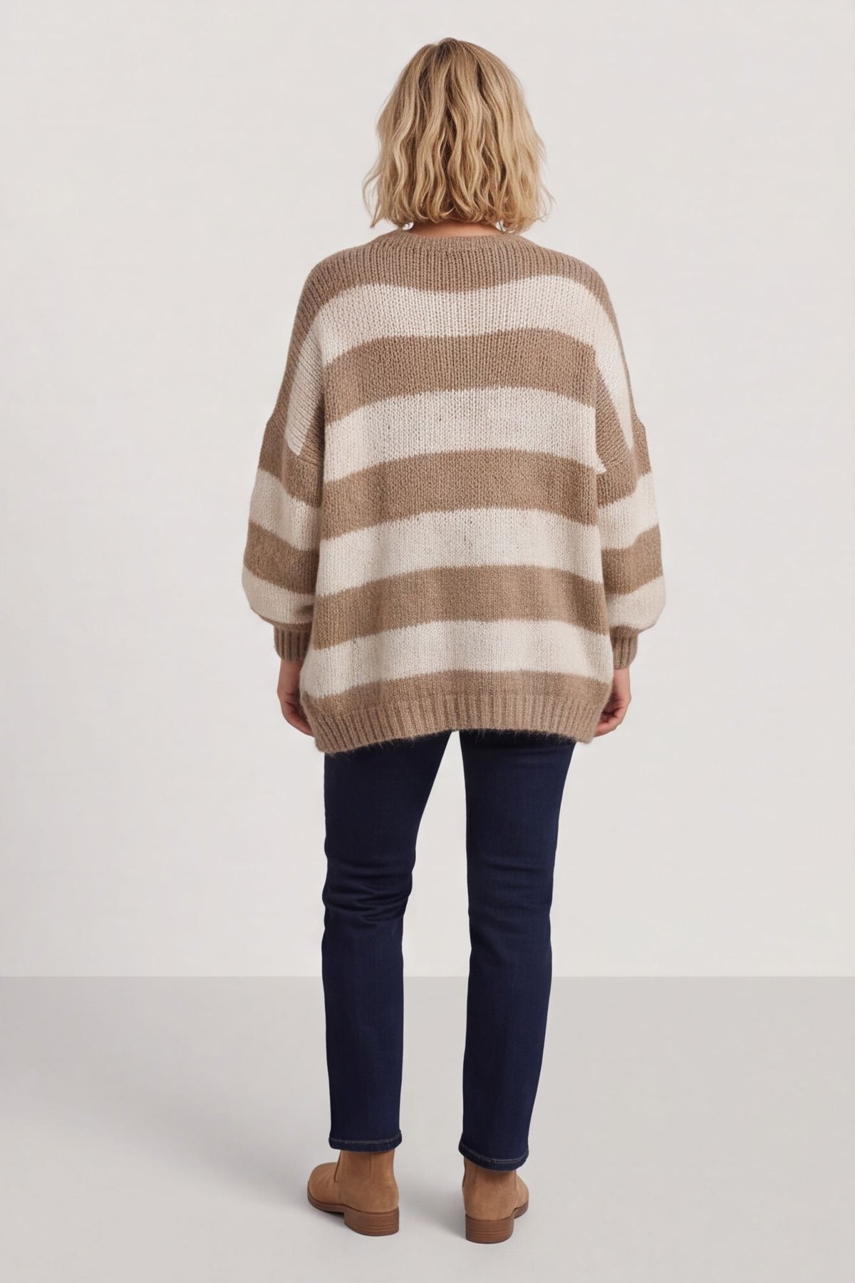 Kennedy Stripe Knitted Cardigan Camel – image 5 of 5