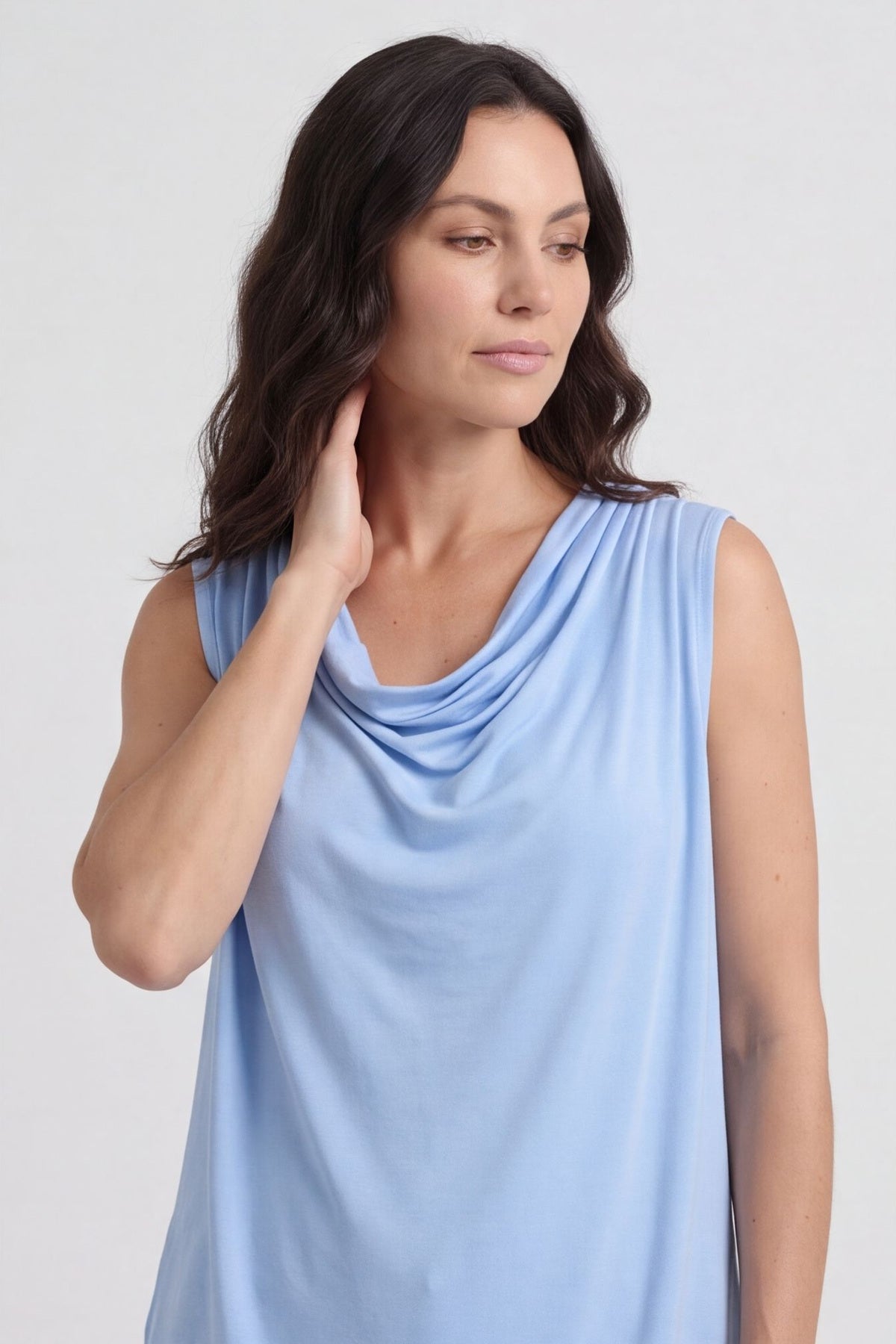 Antonina Cowl Neck Top Light Blue – image 5 of 6