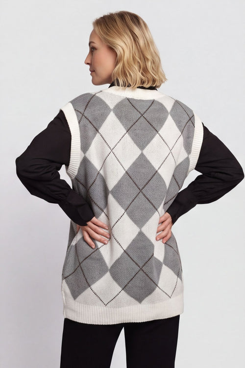 Theresa Argyle Knitted Vest Grey – image 4 of 4