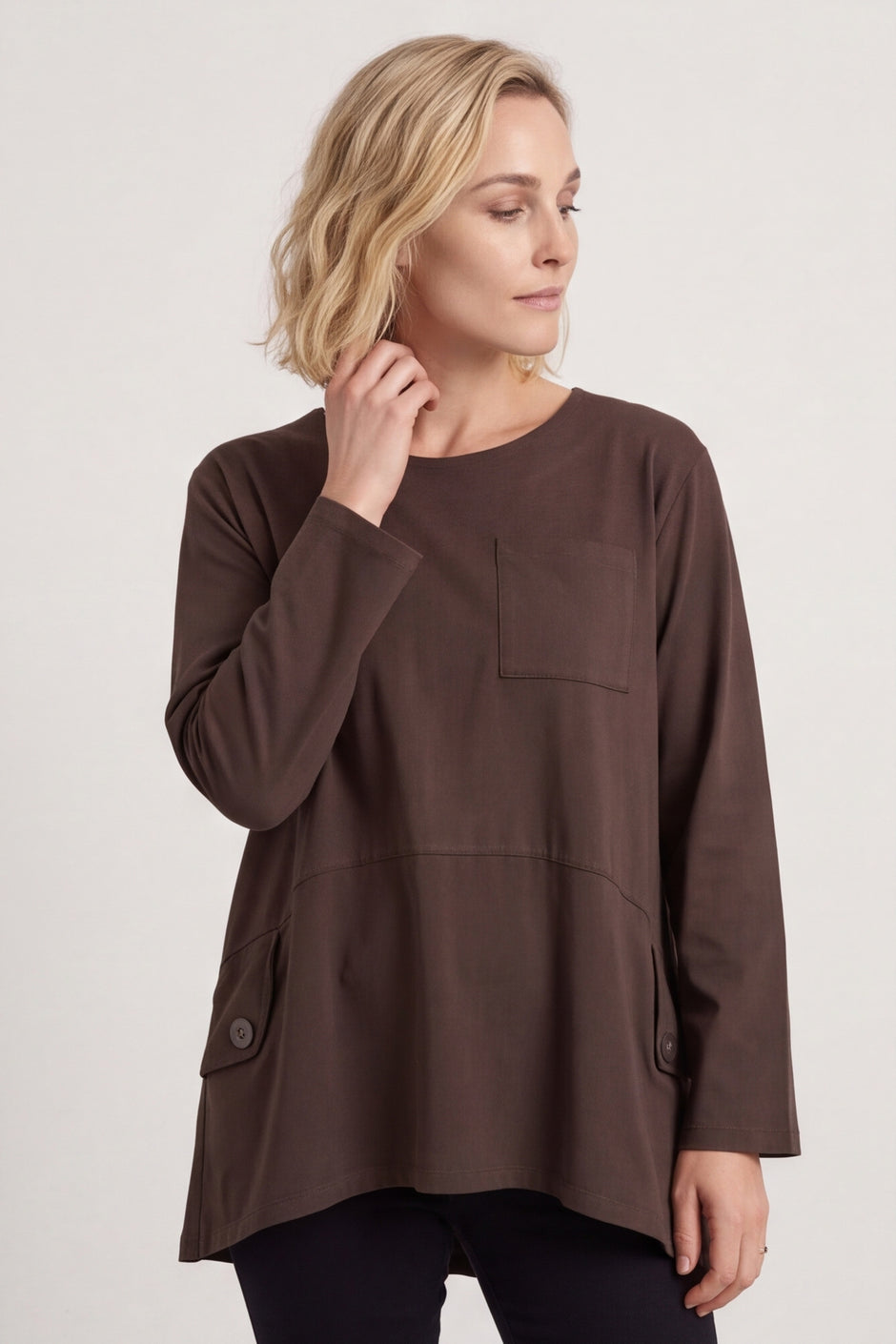 Angelina Pocket Cotton Top Cocoa – image 5 of 6