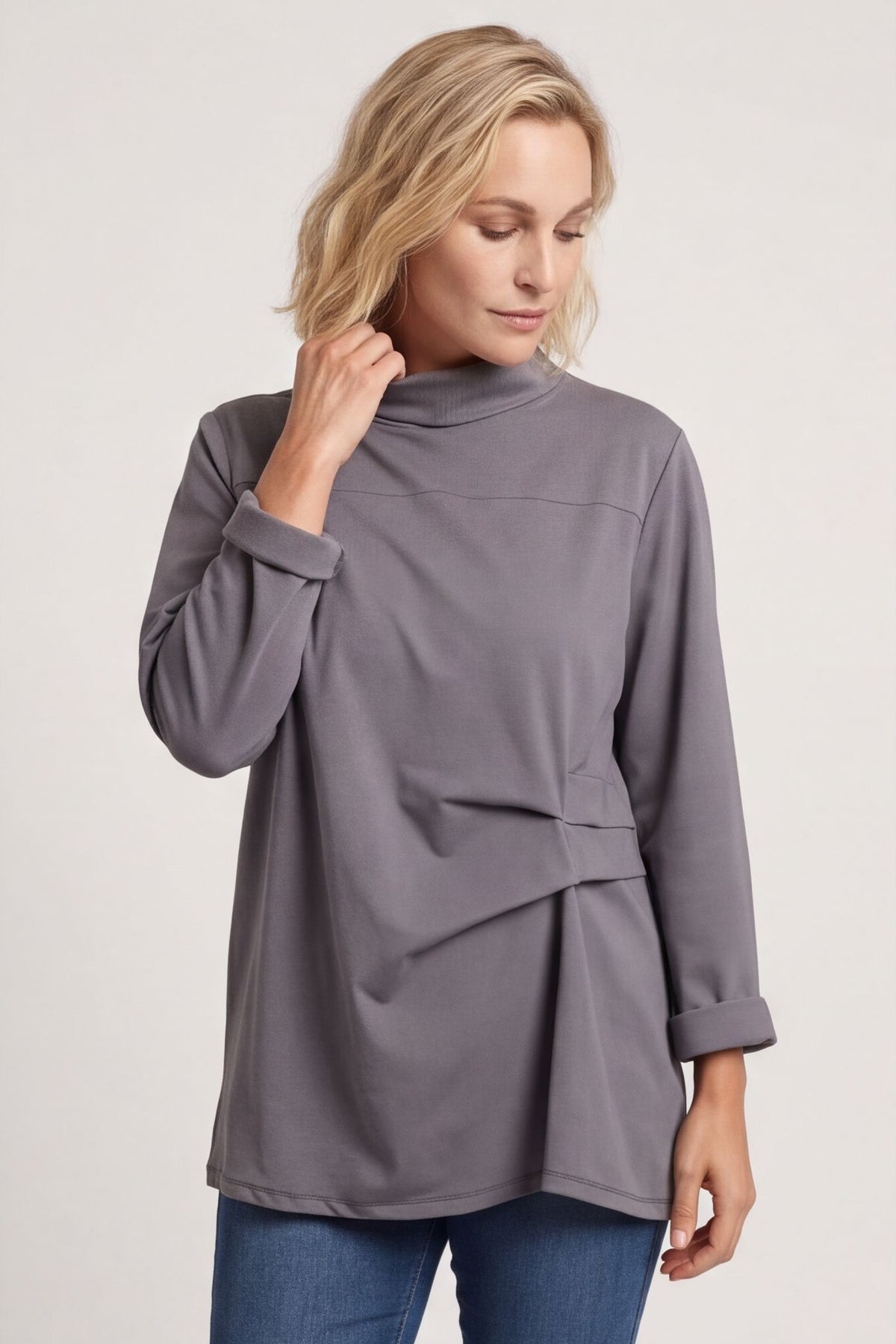 Celandine Cowl Neck Top Mid Grey – image 3 of 4