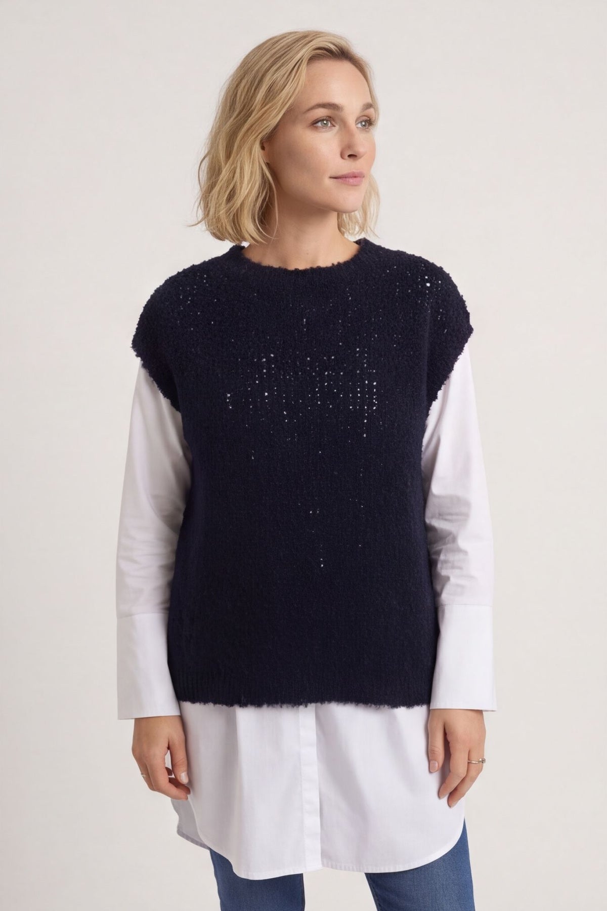 Clancy Boucle Tank Top Navy – image 4 of 5
