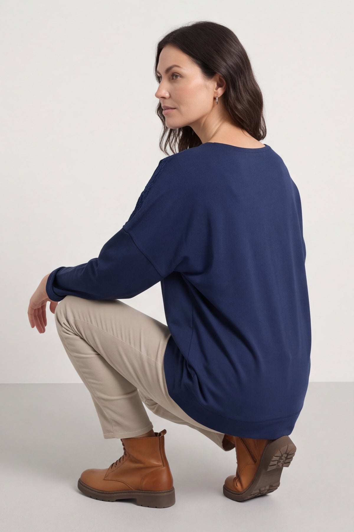 Louise Cord Patch Cotton Top Navy – image 5 of 6