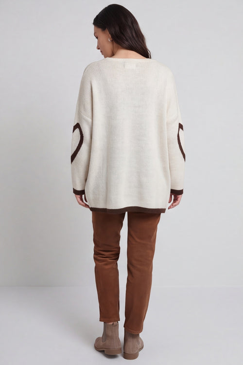 Milena Heart Knitted Jumper Stone – image 5 of 6