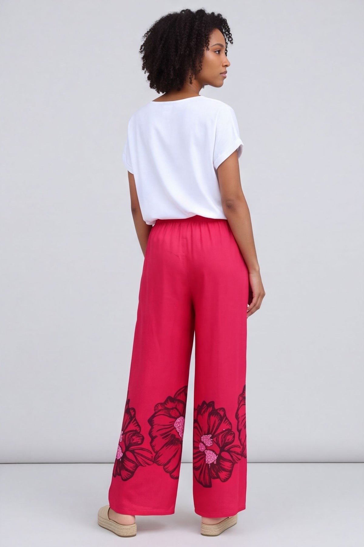 Aksana Flower Wide Leg Trousers Hot Pink – image 5 of 6