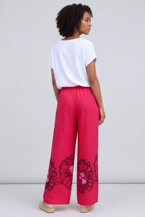 Aksana Flower Wide Leg Trousers Hot Pink – image 5 of 6