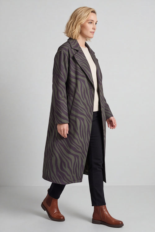 Jenna Zebra Print Coat Khaki – image 5 of 6