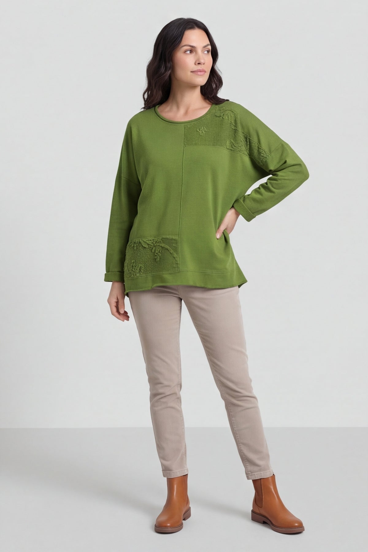 Louise Cord Patch Cotton Top Olive – image 4 of 5