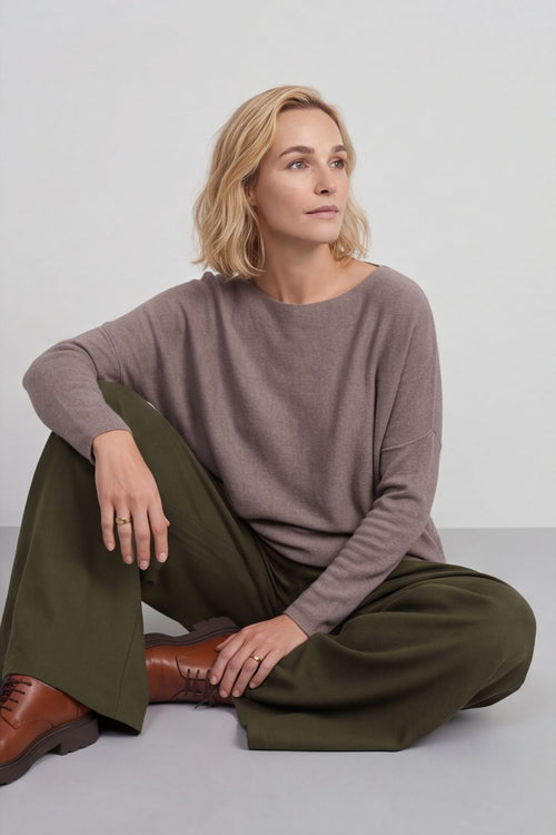 Trish Wide Leg Cotton Trousers Khaki – image 5 of 6