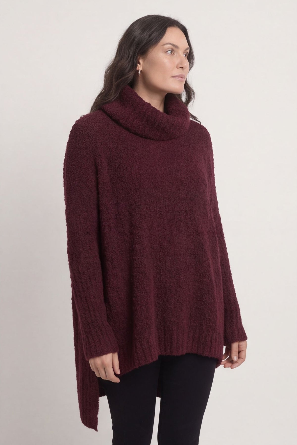 Shani Boucle Polo Knitted Jumper Wine – image 5 of 6