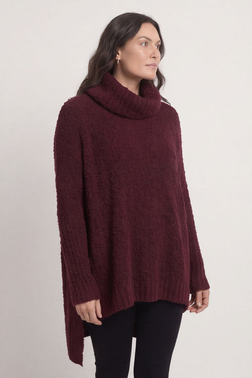 Shani Boucle Polo Knitted Jumper Wine – image 5 of 6