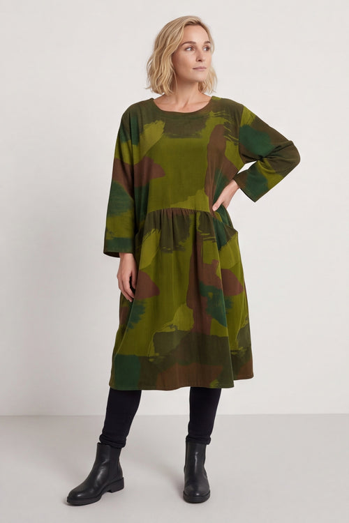 Dreda Print Needlecord Dress Olive – image 5 of 6