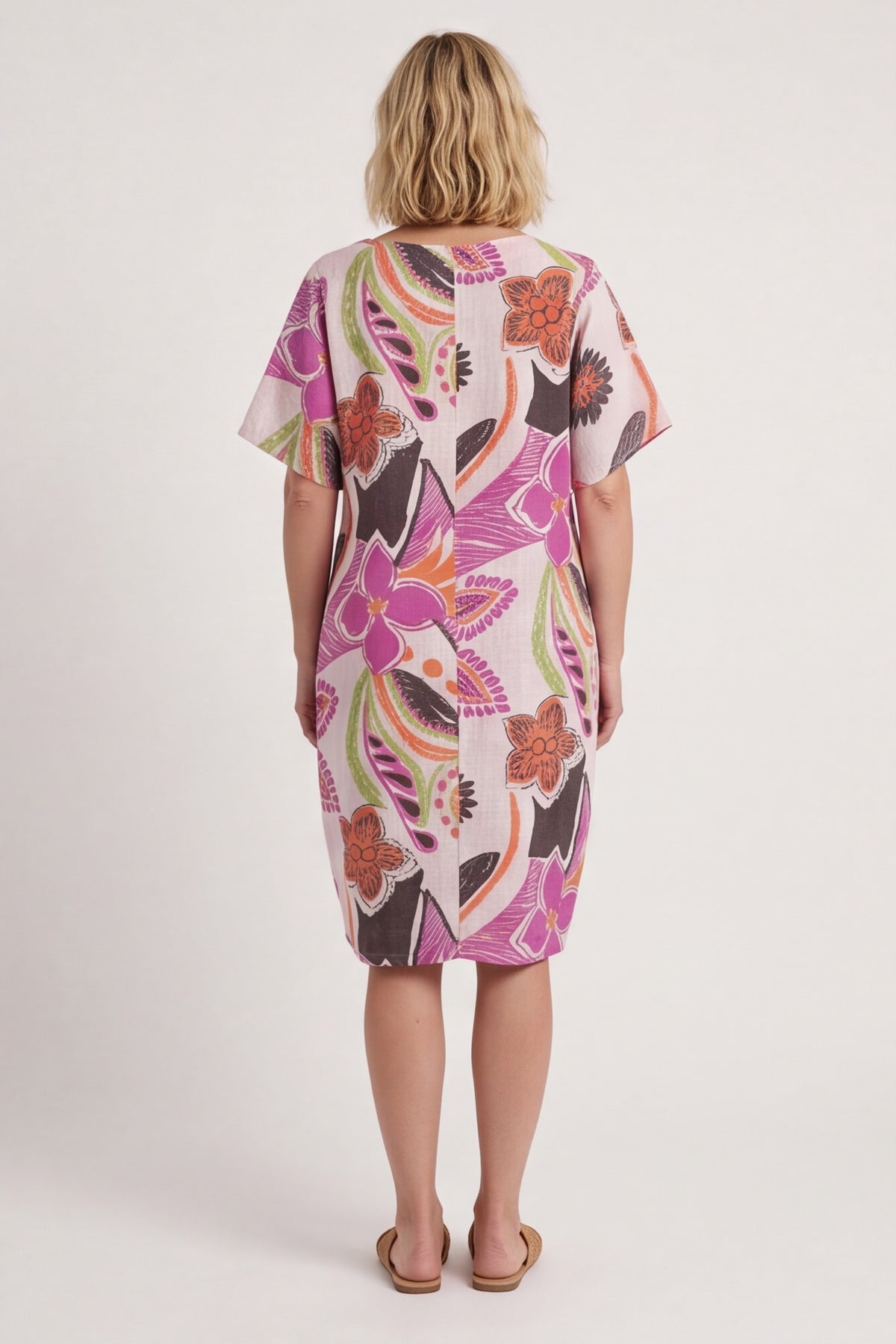 Aurora Leaf Linen Shift Dress – image 4 of 5