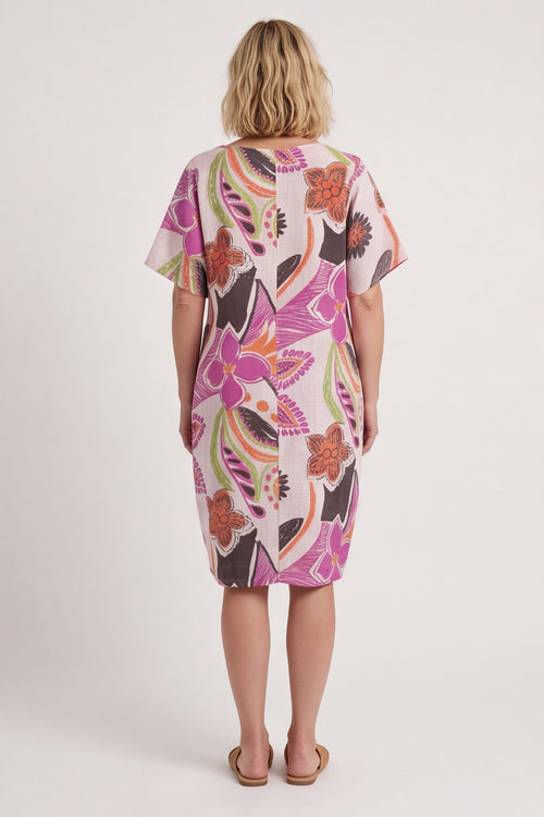 Aurora Leaf Linen Shift Dress – image 4 of 5