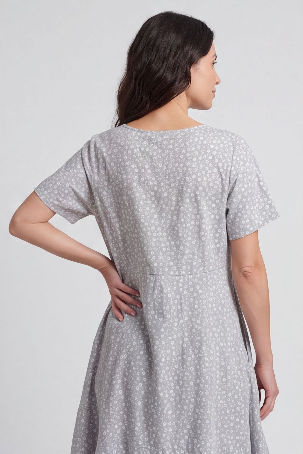 Rosalind Ditsy Cotton Dress Stone