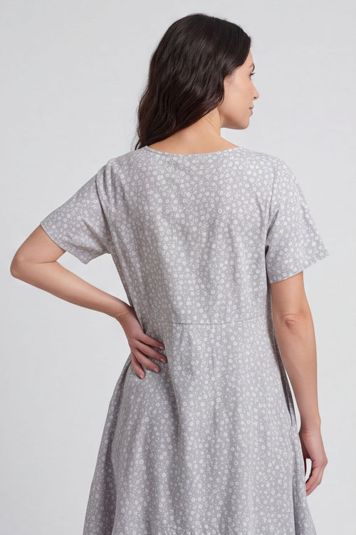 Rosalind Ditsy Cotton Dress Stone - Image 2