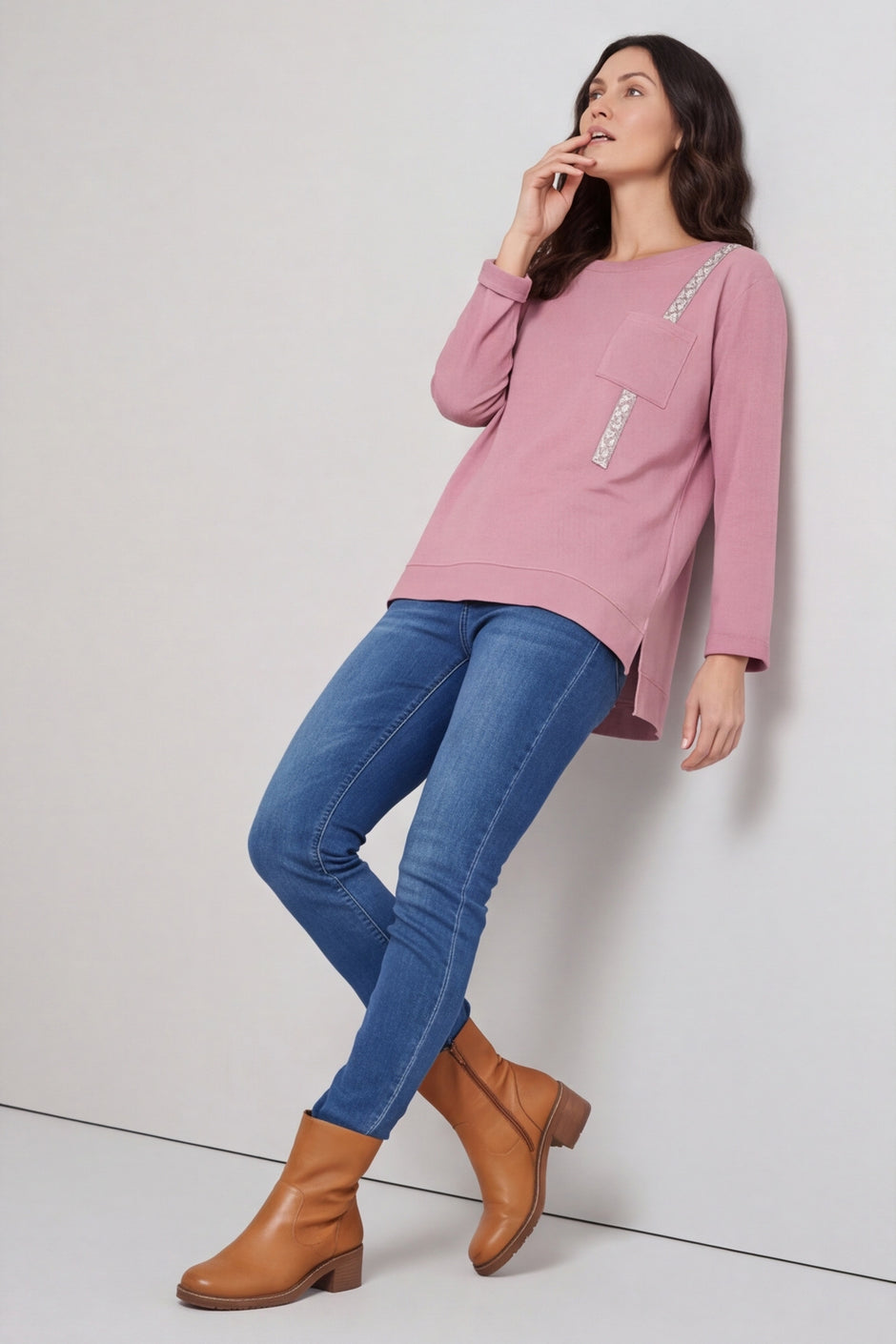 Barbara Pocket Cotton Top Pink – image 5 of 6