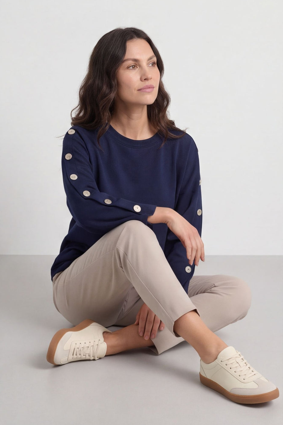 Lesley Button Top Navy – image 4 of 5
