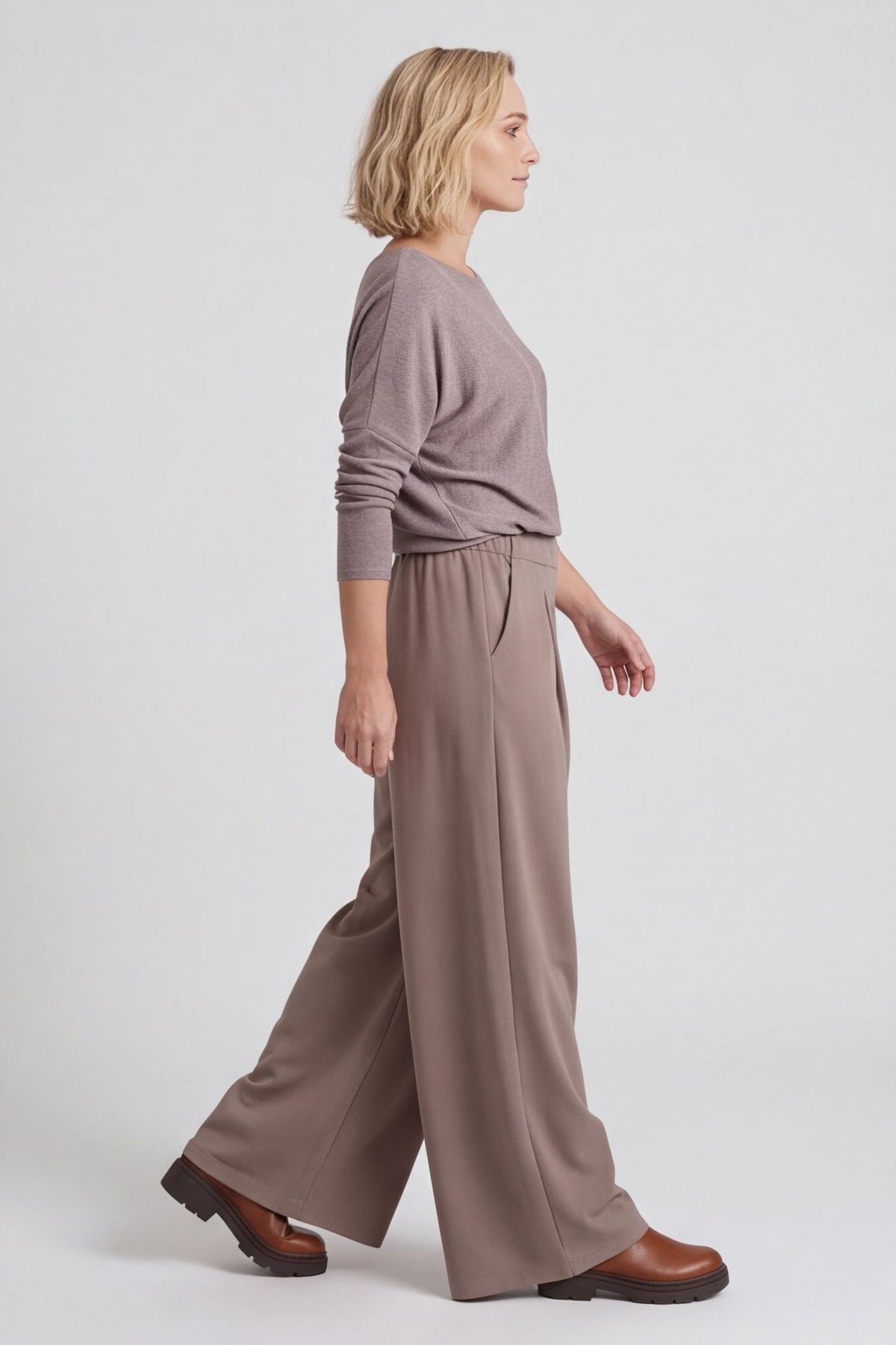 Trish Wide Leg Cotton Trousers Mocha – image 5 of 6