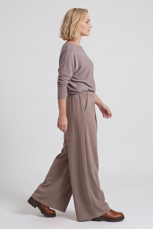 Trish Wide Leg Cotton Trousers Mocha – image 5 of 6
