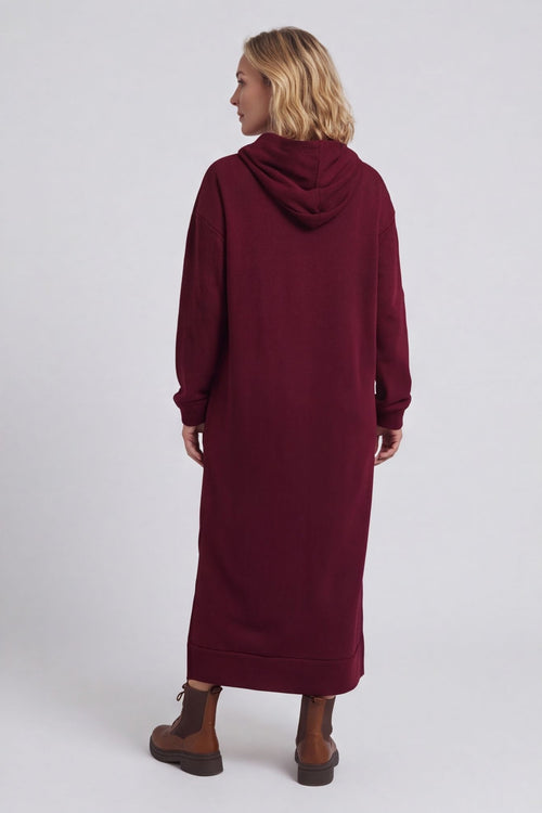 Genaya Hooded Cotton Dress Wine – image 5 of 6