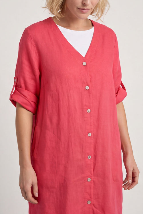 Alicia Button Linen Jacket Fuchsia – image 5 of 6