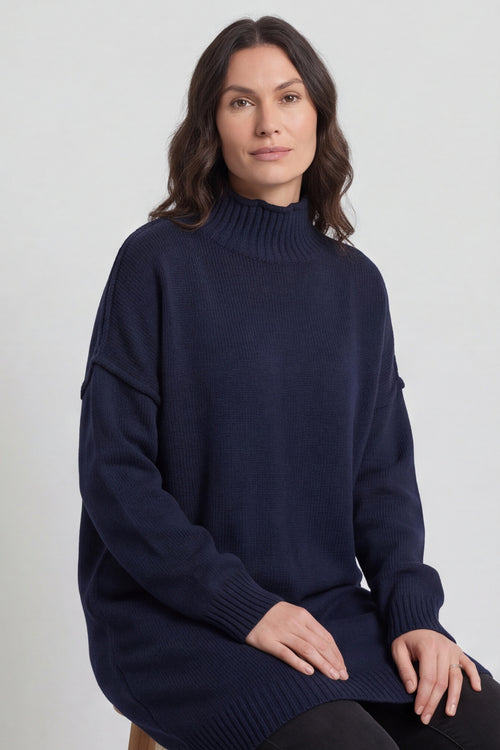Bridie Polo Neck Knitted Tunic Navy – image 5 of 6