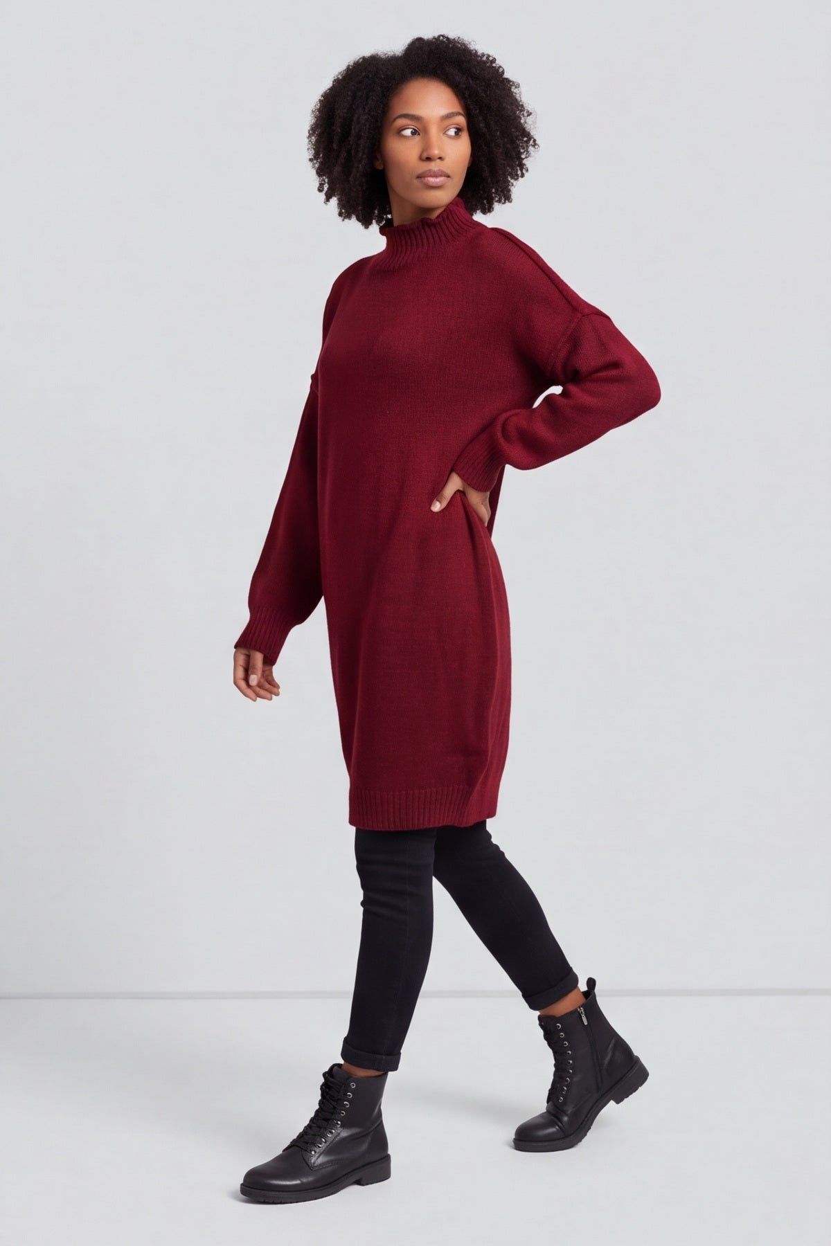 Bridie Polo Neck Knitted Tunic Wine – image 4 of 5