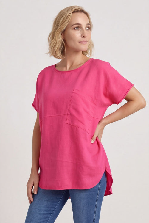 Folkestone Pocket Linen Top Fuchsia – image 5 of 6