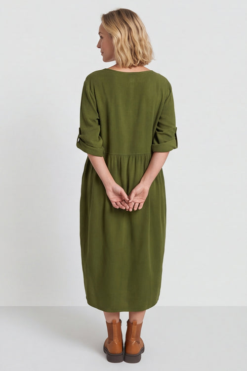 Etta Needlecord Dress Olive – image 4 of 4