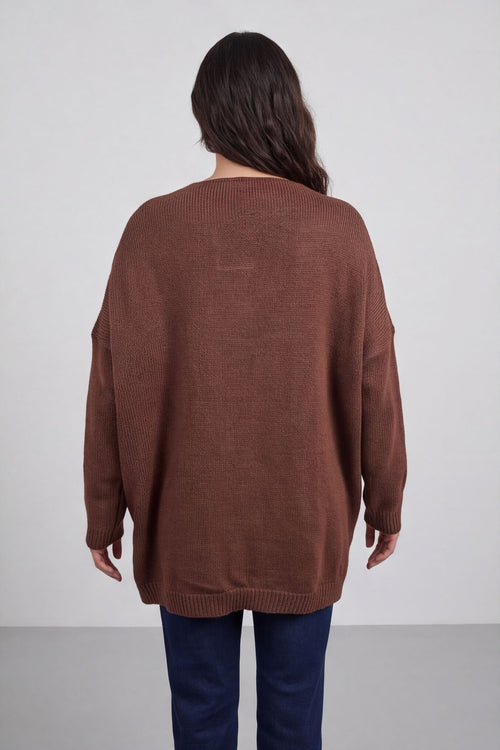 Josephine V-Neck Knitted Jumper Cocoa – image 5 of 6