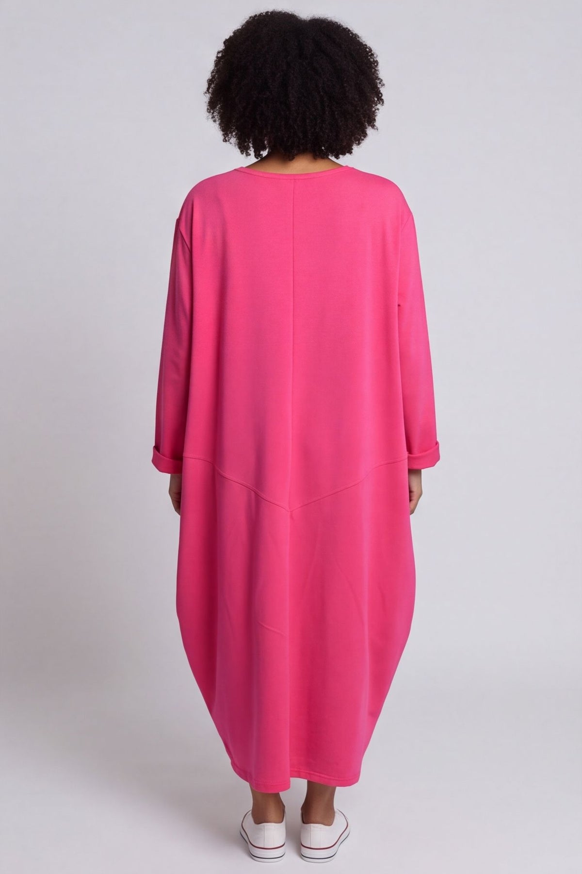 Brianne Long Sleeve Cotton Dress Fuchsia – image 5 of 6