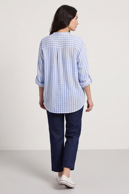 Jaynie Gingham Tie Front Shirt Powder Blue – image 4 of 5