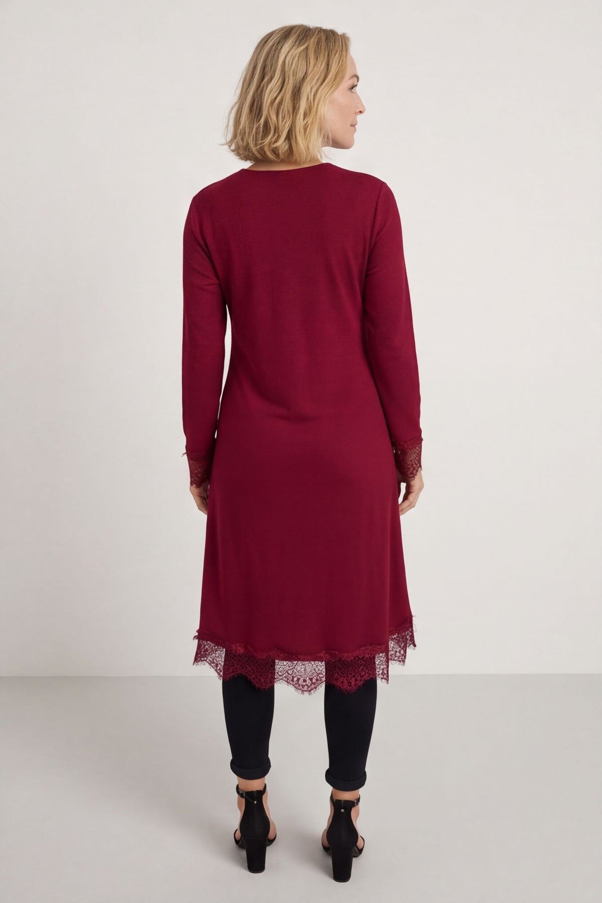Merinda Lace Detail Dress Wine – image 5 of 6