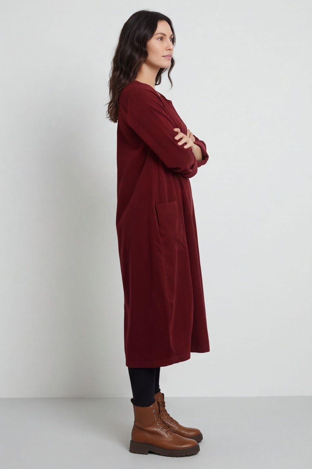 Liora Needlecord Dress Wine – image 5 of 6