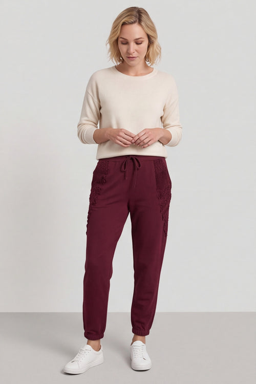 Lina Cord Detail Cotton Joggers Burgundy – image 5 of 6