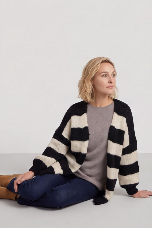 Kennedy Stripe Knitted Cardigan Black – image 5 of 6