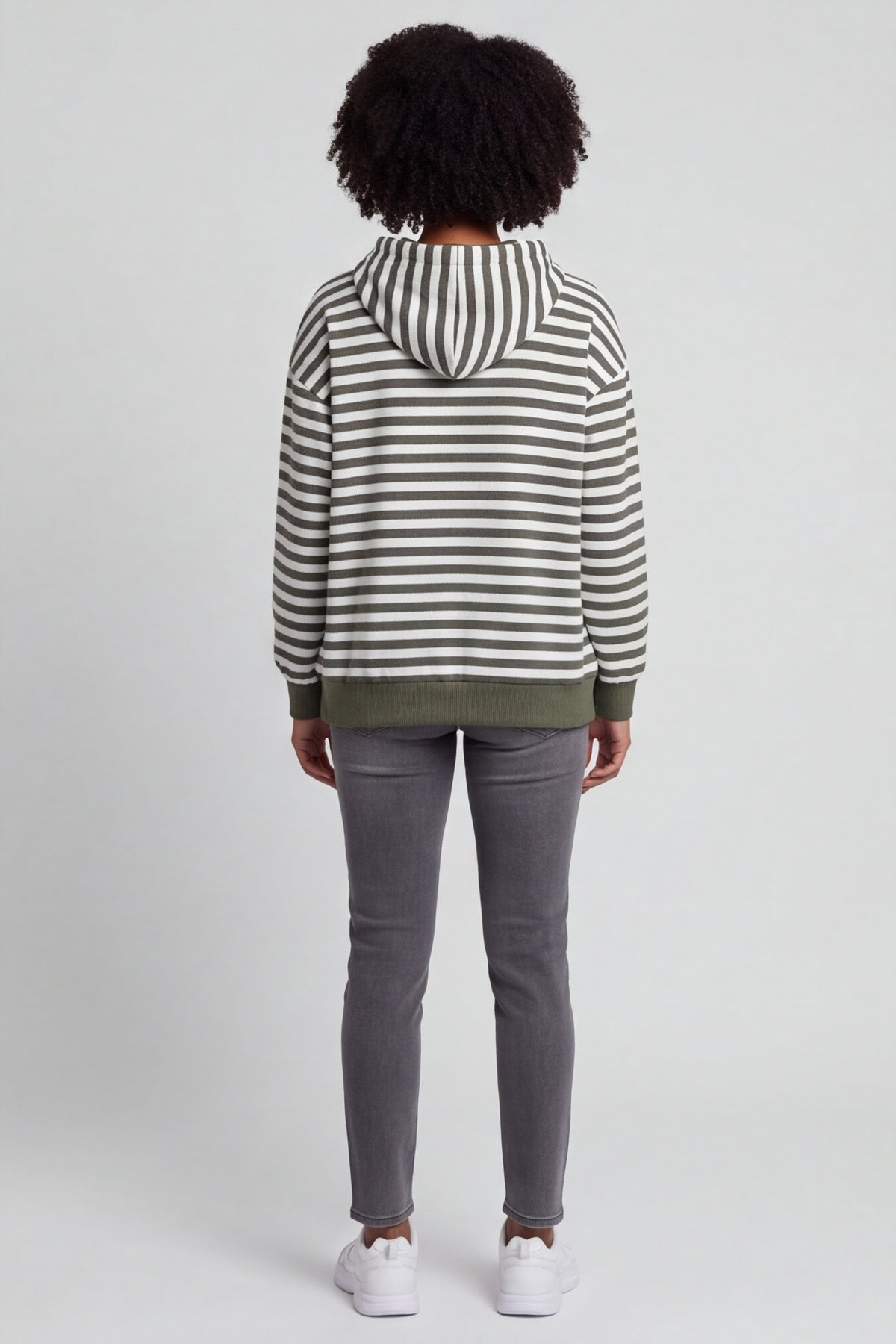 Selena Stripe Hooded Top Khaki – image 5 of 6