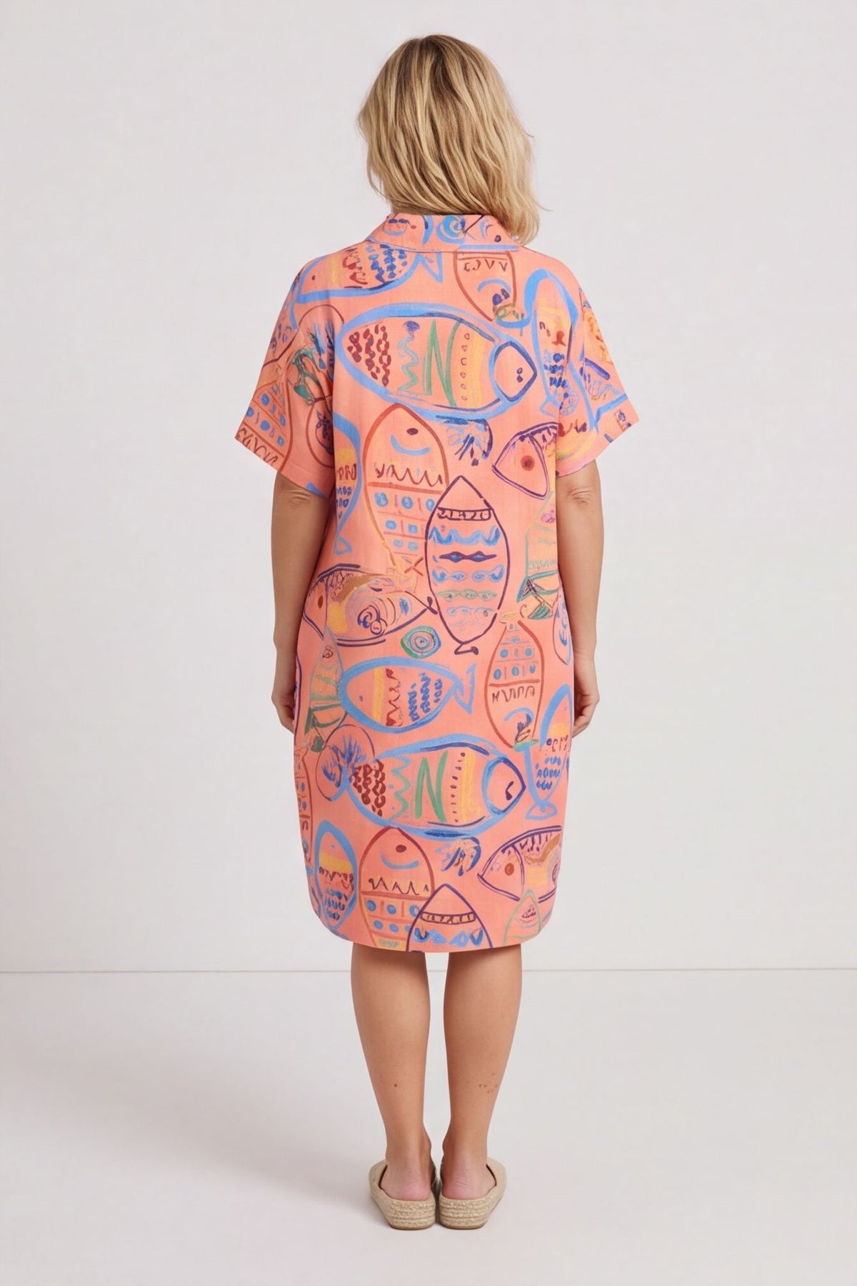 Naida Print Button Tunic Orange – image 5 of 6
