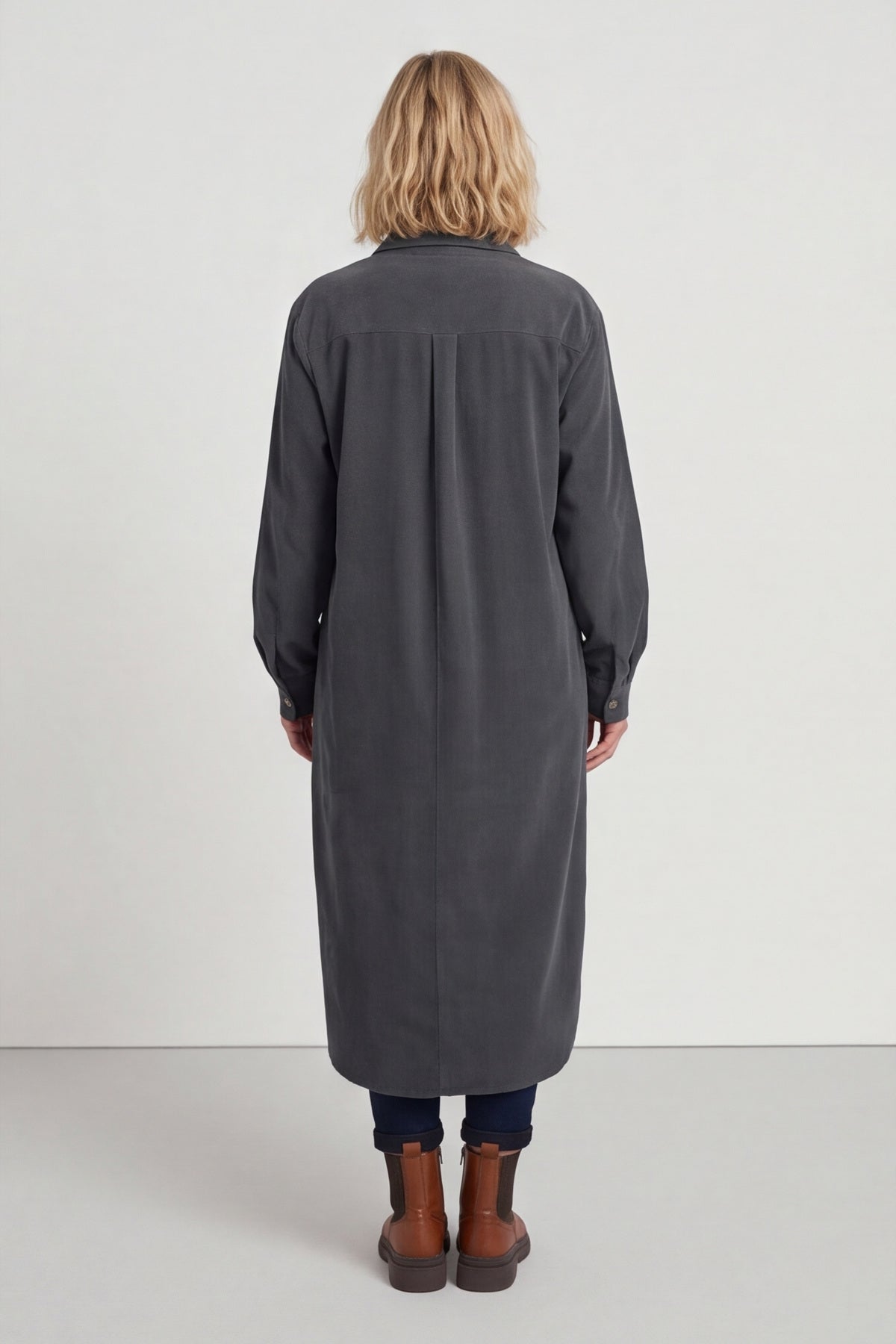 Dezi Needlecord Shirt Dress Charcoal – image 5 of 6