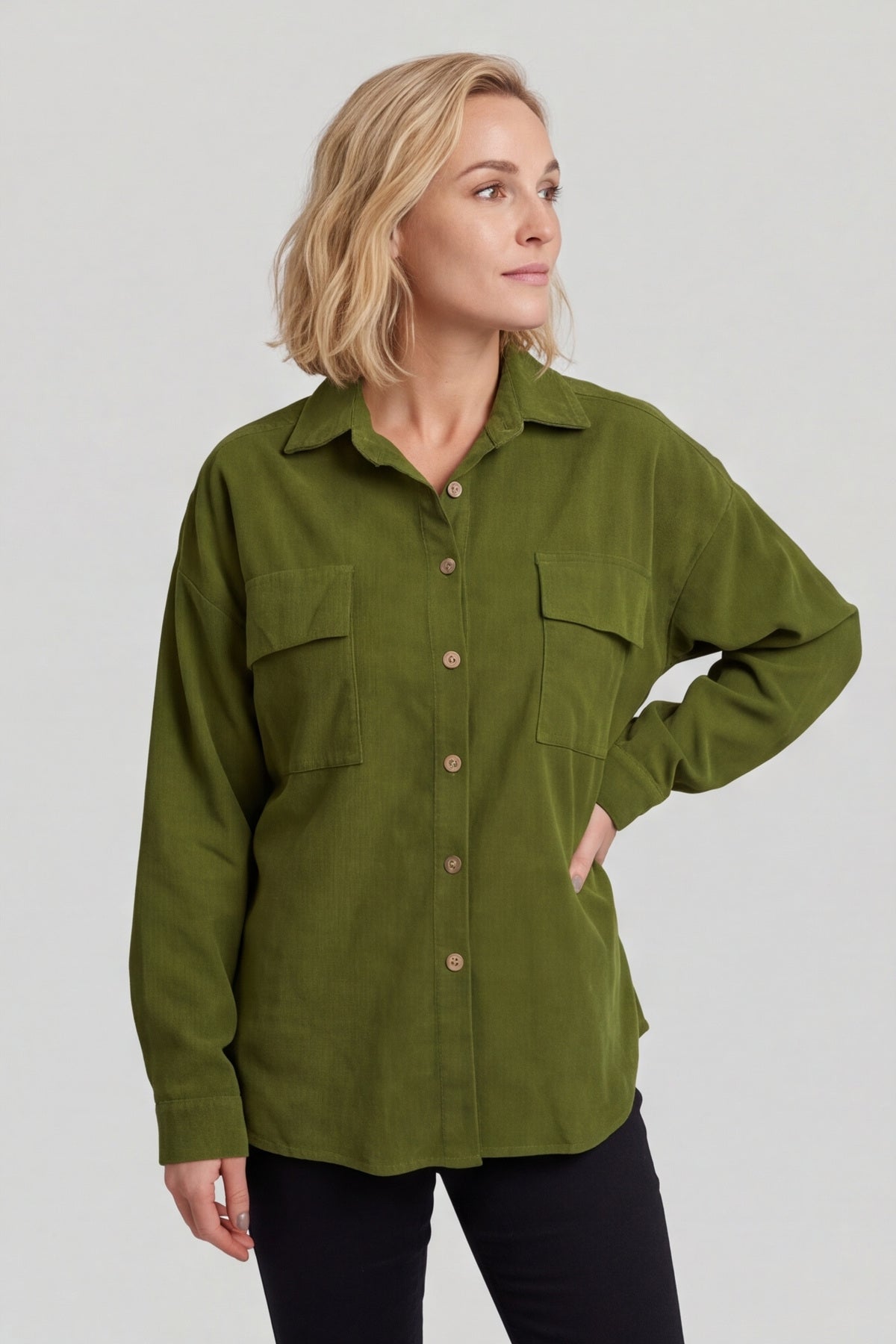 Tonya Needlecord Jacket Olive