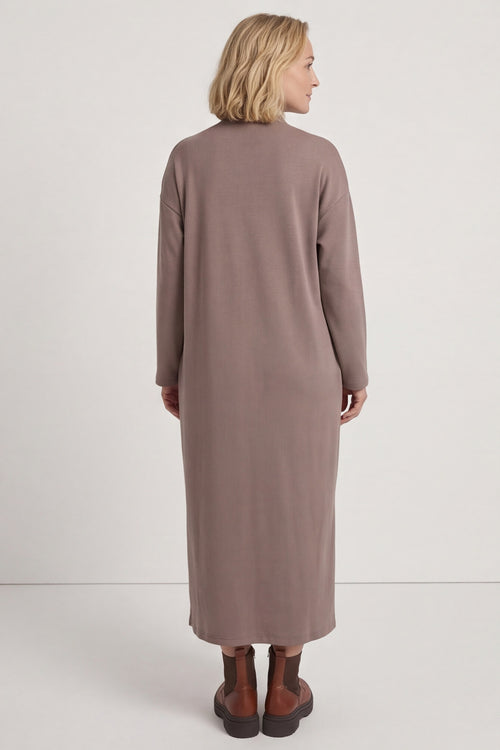 Clarissa V-Neck Cotton Dress Mocha – image 5 of 6
