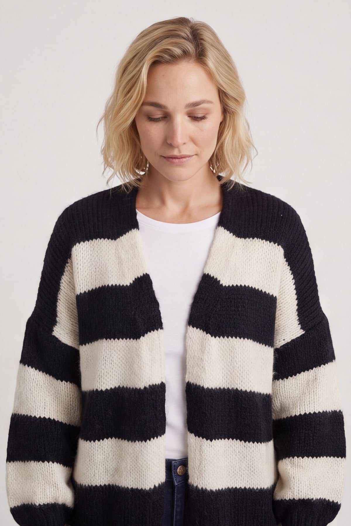Kennedy Stripe Knitted Cardigan Navy – image 5 of 6