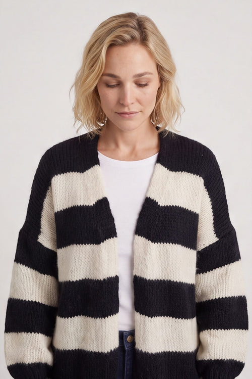 Kennedy Stripe Knitted Cardigan Navy – image 5 of 6