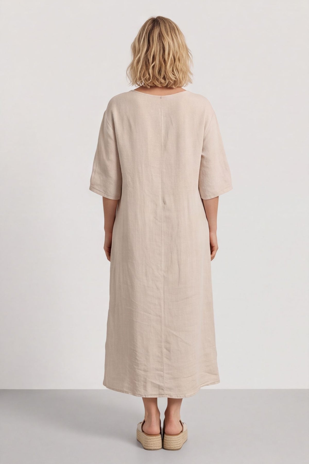 Lyla Floral Linen Dress Stone – image 5 of 6