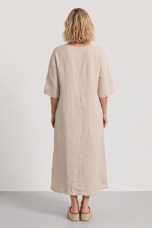 Lyla Floral Linen Dress Stone – image 5 of 6