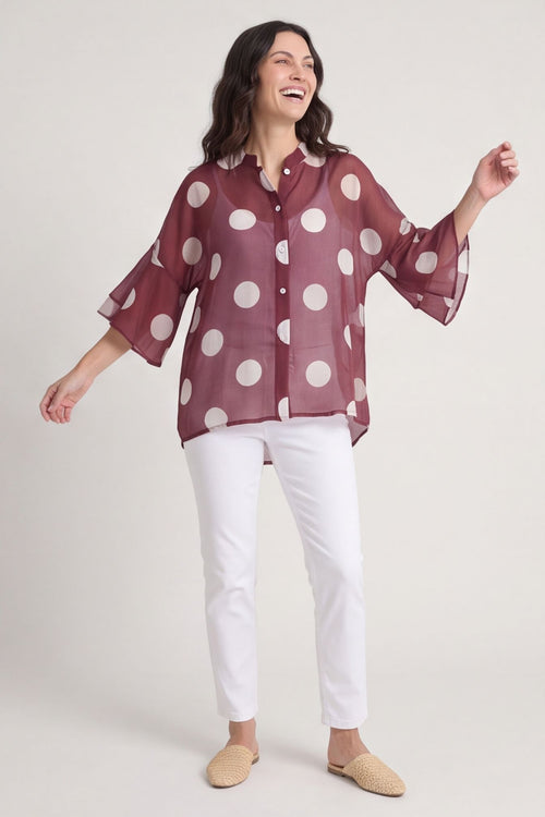 Cordelia Spot Print Shirt Wine – image 4 of 4